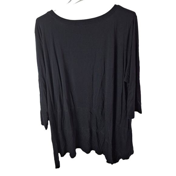 Cable & Gauge Women 3x Black Classic Pointed Hem Shark Bite 3/4 Sleeve top - Picture 3 of 6